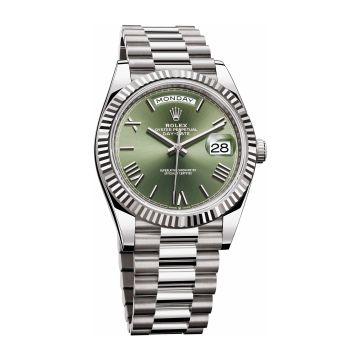 Rolex Day-Date 40 White Gold / Green - Roman