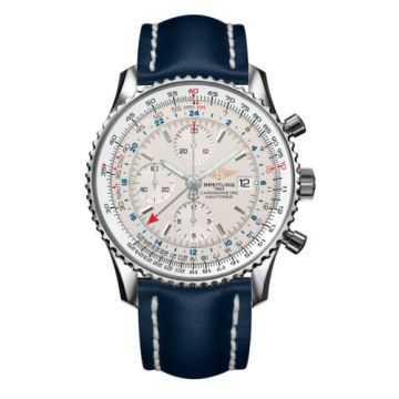 Breitling Navitimer World Stainless Steel / Silver / Calf / Pin