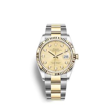 Rolex Datejust 36 Stainless Steel  - Yellow Gold - Fluted / Champagne - Fluted - Diamond / Oyster
