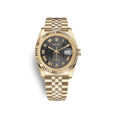 Rolex Datejust 36 Yellow Gold Fluted / Jubilee / Black Computer Roman
