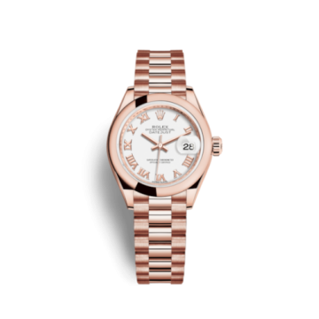 Rolex Lady-Datejust 28 Everose Domed  / President  / White Roman
