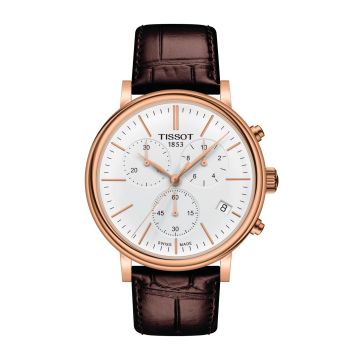 Tissot Carson Premium Chronograph Quartz 41 Rose Gold PVD / Silver / Strap