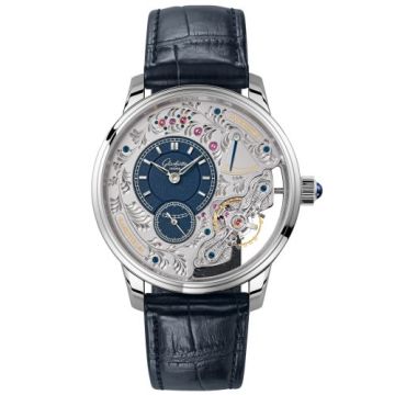 Glashütte Original PanoInverse Platinum / Blue / Alligator / Folding