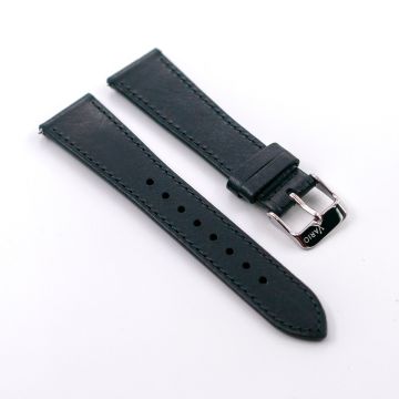 Vintage Veg Tan Italian Leather Onyx Black Watch Strap with Quick Release - 19mm