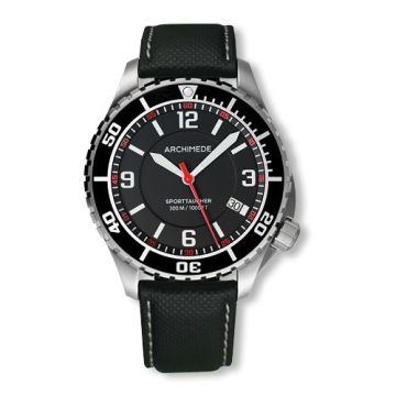 Archimede SportTaucher Stainless Steel / Black / Black Leather