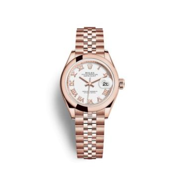 Rolex Lady-Datejust 28 Everose Domed  / Jubilee / White Roman