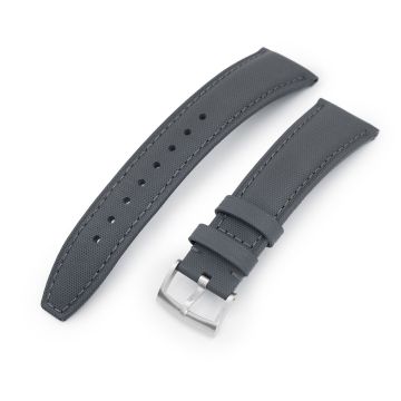 or 22mm Military Grey Woven Texture Watch Strap, Brushed - 22mm