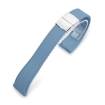 FKM40 Sky Blue Quick Release Butterfly Deployment FKM Rubber Watch Band, 20mm or 22mm - 22mm