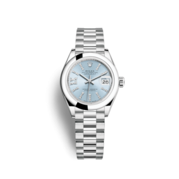 Rolex Lady-Datejust 28 Platinum Domed / President / Ice Blue Diamond