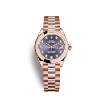 Rolex Lady-Datejust 28 Everose Domed / President / Aubergine