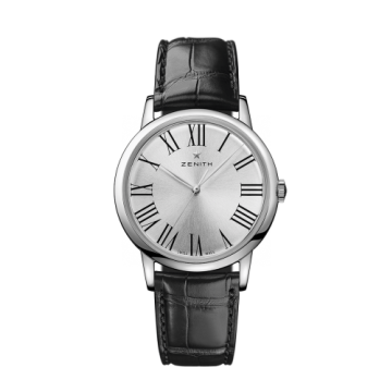Zenith Elite Classic Stainless Steel / Silver / Alligator