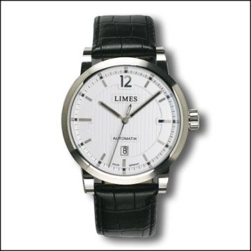 Limes Chyros Automatic - Silvered / black leather strap (Croco)