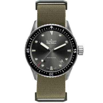 Blancpain Fifty Fathoms Bathyscaphe Stainless Steel / Grey / Sand Nato