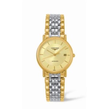 Longines Presence 34.5 Automatic Yellow Stick Yellow Bracelet Two Tone