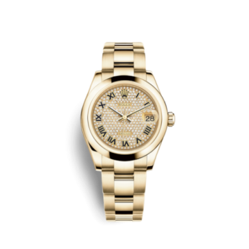 Rolex Datejust 31 Yellow Gold Domed / Oyster / Paved Roman
