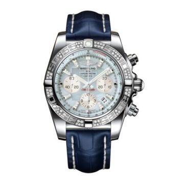 Breitling Chronomat 44 Stainless Steel / Diamond / Gray Pearl Diamond / Croco