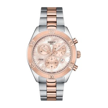 Tissot PR 100 Sport Chic Chronograph 38 Yellow Gold / MOP / Bracelet