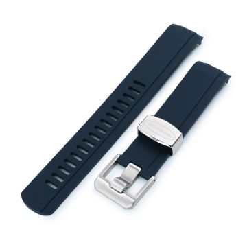 Crafter Blue - Dark Blue Rubber Curved Lug Watch Strap compatible with Seiko Baby MM200 & Mini Turtles - 8mm