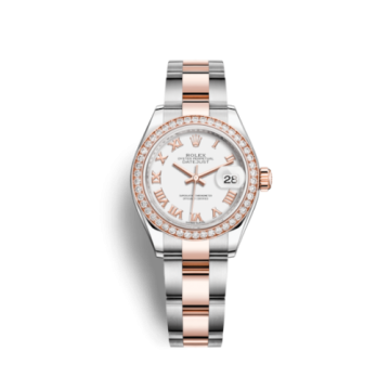 Rolex Lady-Datejust 28 Rolesor Rose Diamond / Oyster / White Roman