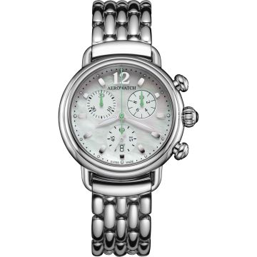 Aerowatch 1942 Chronolady Stainless Steel Silvery / White