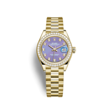 Rolex Lady-Datejust 28 Yellow Gold Diamond / President / Lavender Diamond