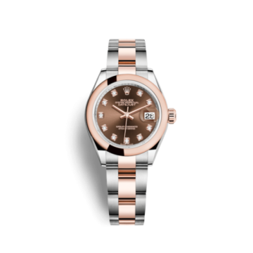 Rolex Lady-Datejust 28 Rolesor Rose Domed / Oyster / Chocolate Diamond
