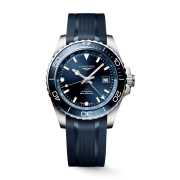 Longines Hydroconquest GMT 43 Stainless Steel / Blue / Rubber