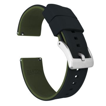 Elite Silicone Black Top Army Green Bottom Watch Band - 22mm