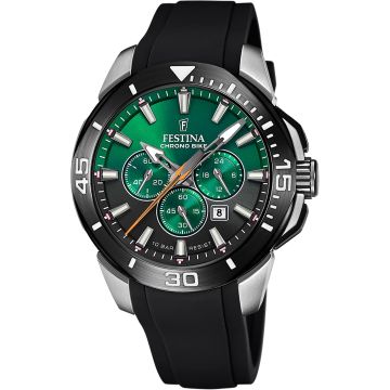 Festina Chrono Bike 47mm Silicone Black / Green & Black