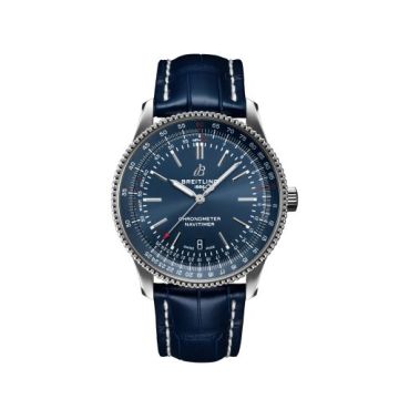 Breitling Navitimer Automatic 41 Automatic Stainless Steel / Blue / Croco / Folding