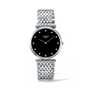 Longines La Grandes Classique Quartz 36 Stainless Steel / Black-Diamond / Bracelet