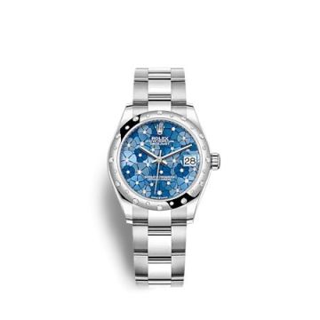 Rolex Datejust 31 Stainless Steel / Domed - Diamond / Blue - Floral / Oyster