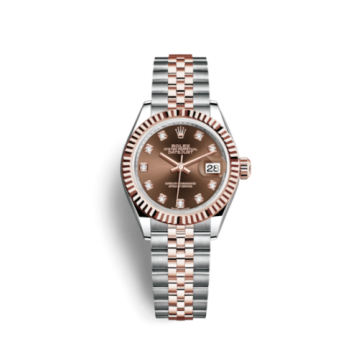 Rolex Lady-Datejust 28 Rolesor Rose Fluted / Jubilee / Chocolate Diamond