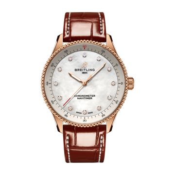 Breitling Navitimer Quartz 32 Red Gold / MOP / Croco / Pin