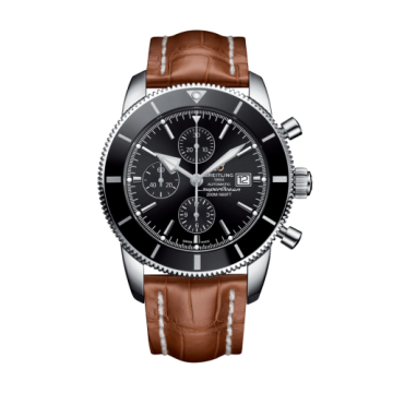 Breitling Superocean Heritage II 46 Chronograph Stainless Steel / Black / Black /  Croco / Folding