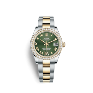Rolex Datejust 31 Rolesor Yellow Diamond / Oyster / Green Roman