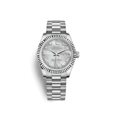 Rolex Datejust 31 White Gold Fluted / President / MOP Roman