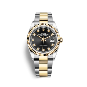 Rolex Datejust 36 Stainless Steel / Yellow Gold / Fluted / Black Diamond / Oyster