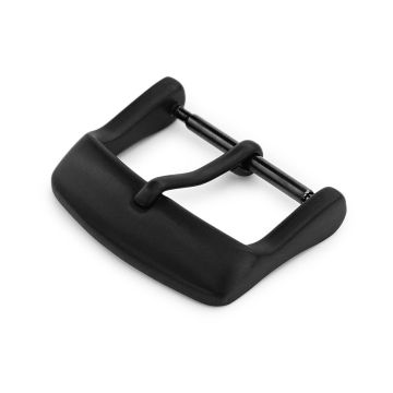 18mm, 20mm #64 Sporty Tang Buckle for Leather Watch Strap, PVD Black - 18mm