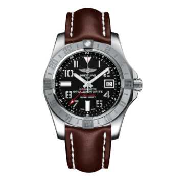 Breitling Avenger II GMT Stainless Steel / Volcano Black / Calf / Folding