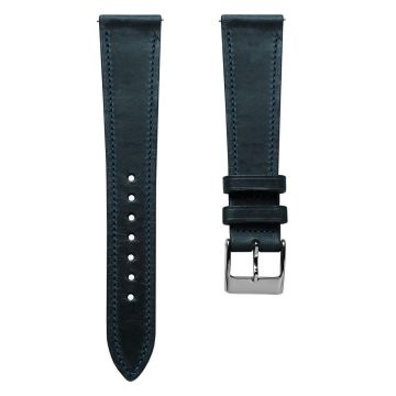 Hatherley Badalassi Carlo Wax Leather Watch Strap - Rustic Blue - 18mm