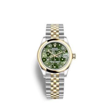 Rolex Datejust 31 Stainless Steel / Yellow Gold / Domed / Olive - Floral / Jubilee