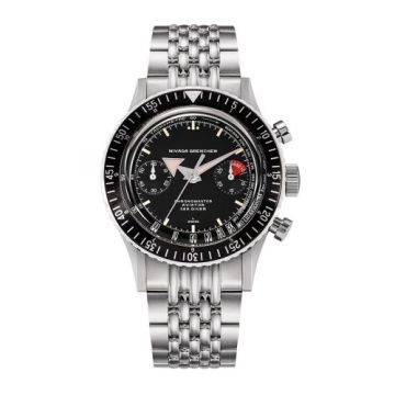 Nivada Grenchen Chronomaster Aviator Sea Diver Automatic Stainless Steel / Black / Bracelet