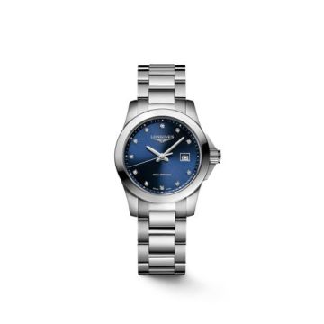 Longines Conquest Quartz 29.5 Stainless Steel / Blue - Diamond