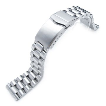 Solid Endmill Metal Watch Band Straight End, 316L Stainless Steel V-Clasp Button Double Lock - 10mm