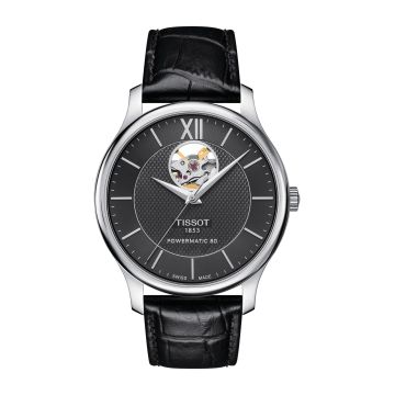 Tissot Tradition Powermatic 80 Open Heart 40 Stainless Steel / Black / Strap