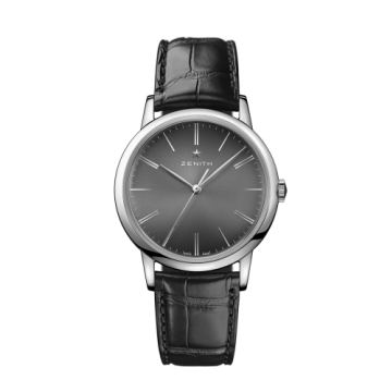 Zenith Elite Classic Stainless Steel / Black / Alligator