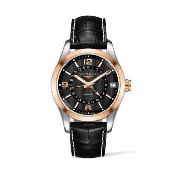 Longines Conquest Classic 42 GMT Stainless Steel - Red Gold / Black