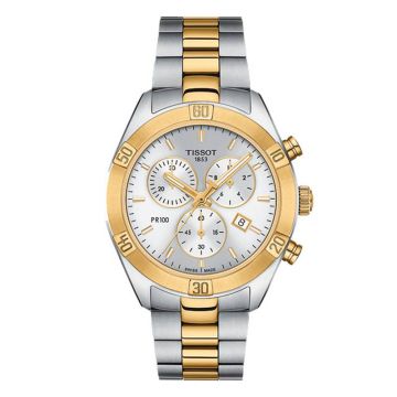 Tissot PR 100 Sport Chic Chronograph 38 Stainless Steel - Yellow Gold / Silver / Bracelet