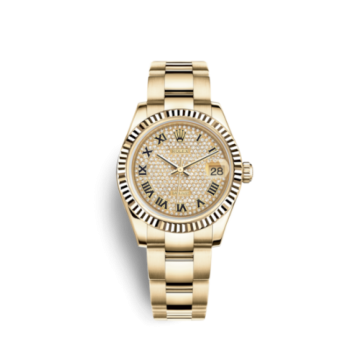 Rolex Datejust 31 Yellow Gold Fluted / Oyster / Paved Roman